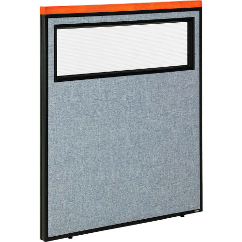 Deluxe Office Partition Panel with Window, 36-1/4 W x 43-1/2 H, Blue