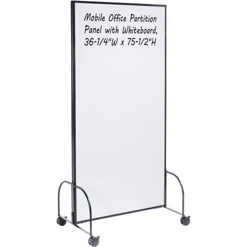 Mobile Office Partition Panel with Whiteboard, 36-1/4"W x 75-1/2"H