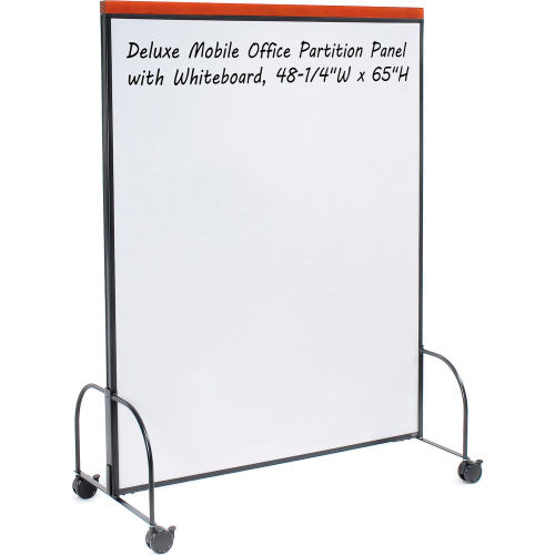 Deluxe Mobile Office Partition Panel with Whiteboard, 48-1/4"W x 65"H