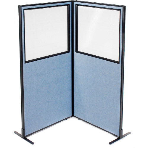 Interion® Freestanding 2Panel Corner Room Divider w/Partial Window 36