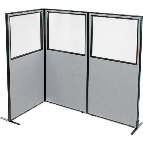 Interion® Freestanding 3Panel Corner Room Divider w/Partial Window 36