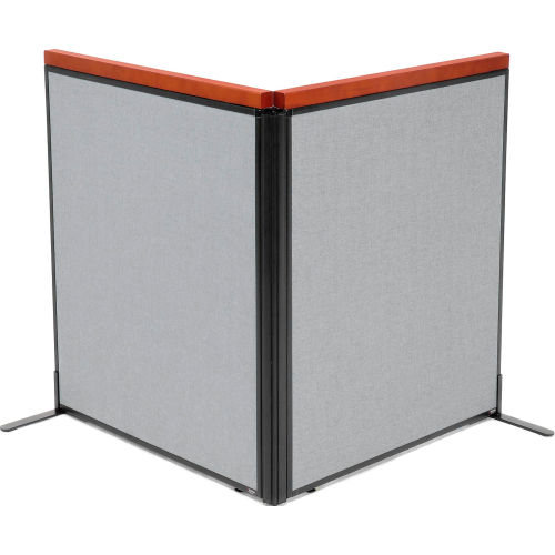 Deluxe Freestanding 2-Panel Corner Room Divider, 36-1/4"W x 43-1/2"H Panels, Gray
