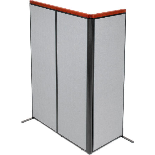 Deluxe Freestanding 3-Panel Corner Room Divider, 24-1/4"W x 73-1/2"H Panels, Gray