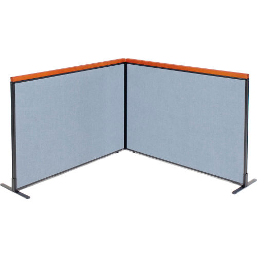 Deluxe Freestanding 2-Panel Corner Room Divider, 60-1/4"W x 43-1/2"H, Blue