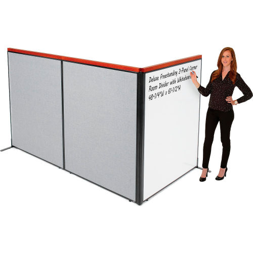 Interion® Deluxe Freestanding 3Panel Corner Room Divider w/Whiteboard