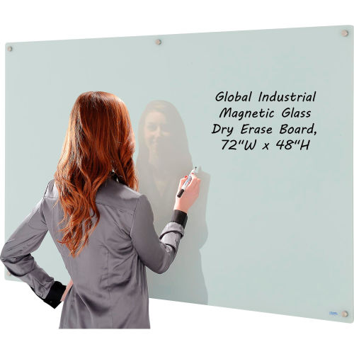 Global Industrial Magnetic Glass Dry Erase Board, 72 W x 48 H