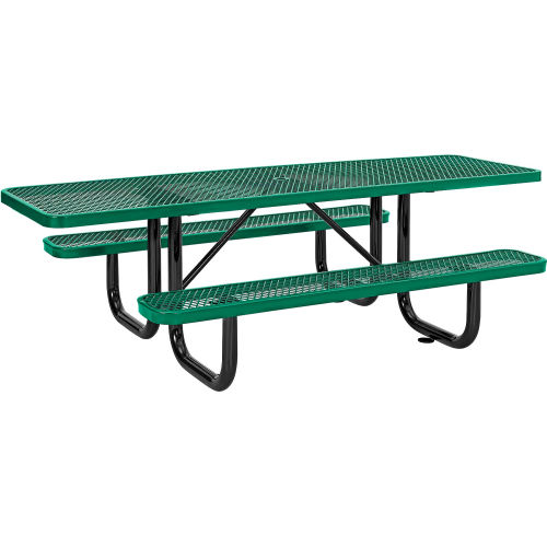 96 in. ADA Expanded Metal Picnic Table, Green
																			