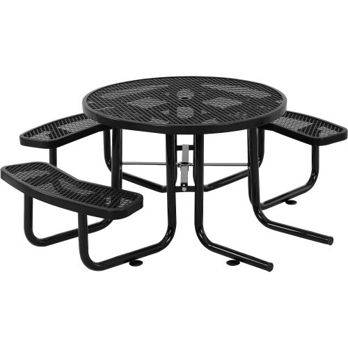 46 in. ADA Round Expanded Metal Picnic Table, Black
																			
