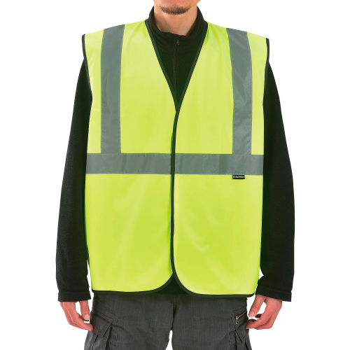 Global Industrial Class 2 Hi-Vis Safety Vest w/ Global Logo, 2in Reflective Strips, Lime, L/XL
