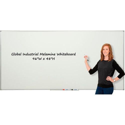 Global Industrial Melamine Whiteboard, 96 W x 48 H