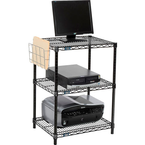 Wire shelf Printer Stand, Document Holder 34 Hx18 Wx24 L, Black, 3-Shelf
																			