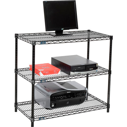 Wire shelf Printer Stand 34 Hx18 Wx36 L, Black, 3-Shelf