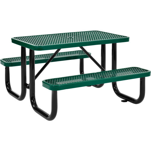 48 in. Rectangular Expanded Metal Picnic Table Green