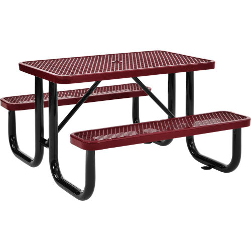 4 ft. Rectangular Outdoor Steel Picnic Table - Expanded Metal - Red
																			