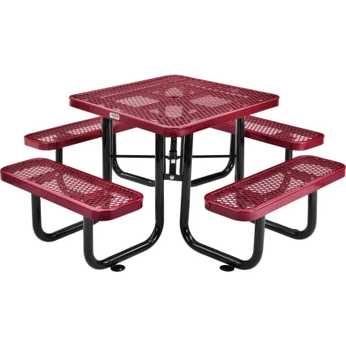 Global Industrial™ 36" Square Picnic Table, Expanded Metal, Red