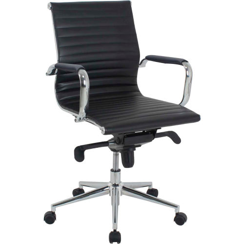 Interion&#174; Antimicrobial Leather Conference Chair - Black