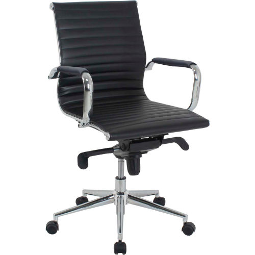 Interion® Antimicrobial Leather Conference Chair - Black