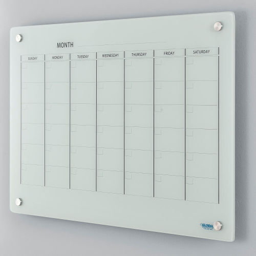 Magnetic Glass Calendar Whiteboard - 36 x 24 - White
																			