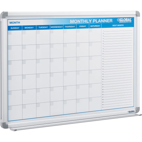 Magnetic Dry Erase Calendar Board - Steel Surface - 36W x 24H