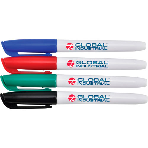 Global Industrial™ Dry Erase Marker, Fine Tip - Assorted- 4 Pack