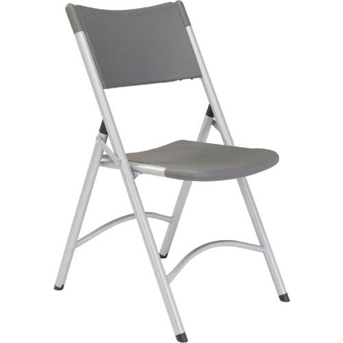 Interion® Folding Chair - Blow Molded Resin - Gray