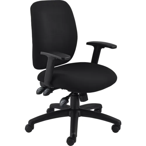 Interion Office Chair With Mid Back Adjustable Arms Fabric Black