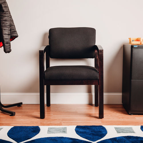 Fabric Guest Chair - Black with Cherry Frame