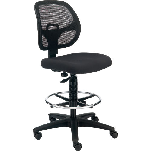 Armless Mesh Drafting Stool - Fabric - Black