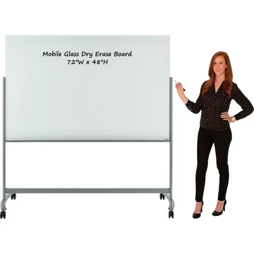 Global Industrial™ Mobile Glass Board 72"W x 48"H