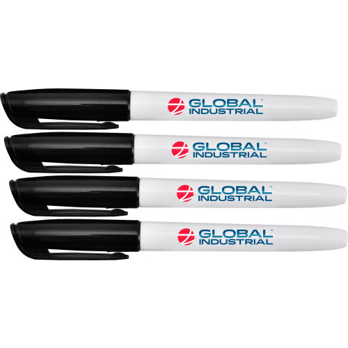 Global Industrial™ Dry Erase Marker, Fine Tip - Black - Pack of 12