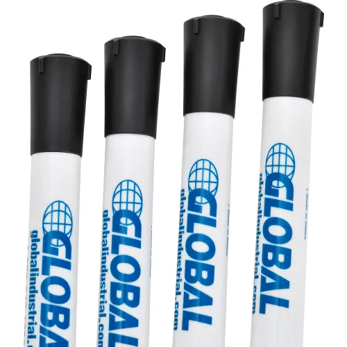 Global Equipment Dry Erase Markers, Fine Tip, Black, 12 Pack