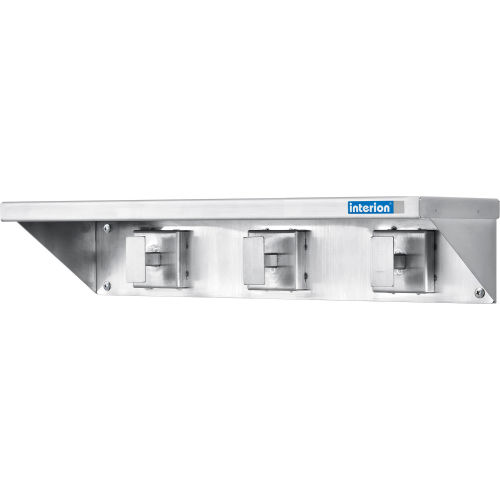 16in W Coat Hooks with Shelf - Stainless Steel - Silver