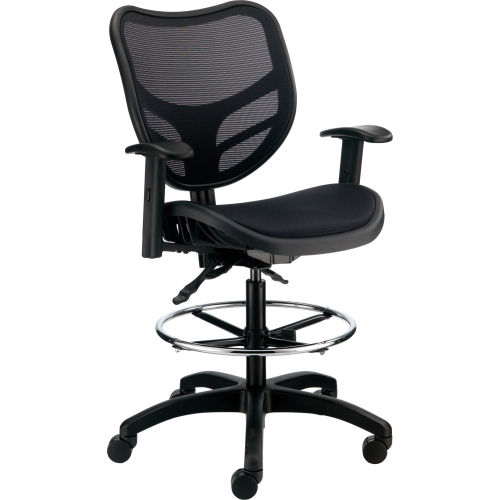 All Mesh Stool with Arms - Black