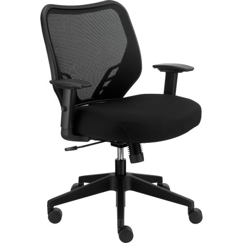 Interion® Office Chair Memory Foam With Mid Back & Adjustable Arms, Fabric,  Black