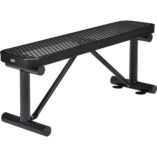 4 ft. Outdoor Steel Flat Bench - Expanded Metal - Black