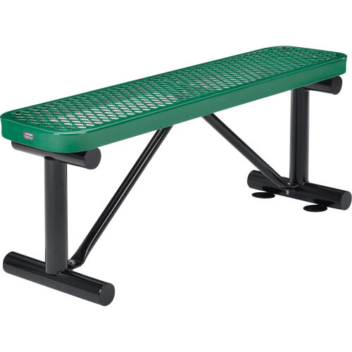 4 ft. Outdoor Steel Flat Bench - Expanded Metal - Green