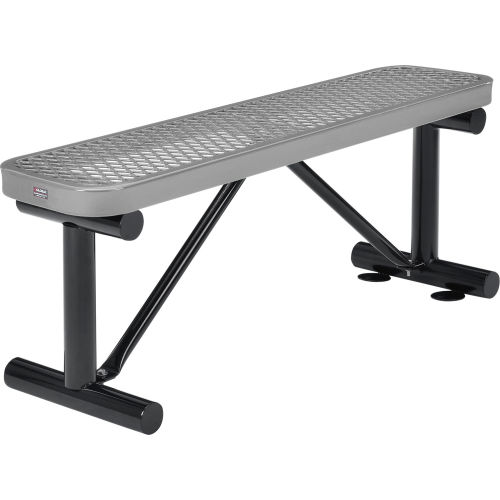 4 ft. Outdoor Steel Flat Bench - Expanded Metal - Gray