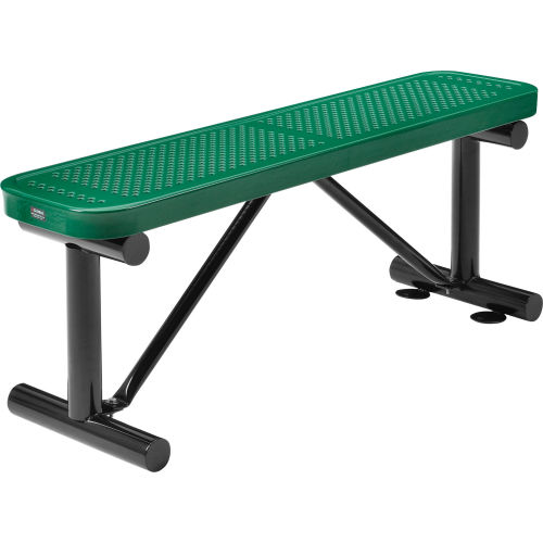 4 ft. Outdoor Steel Flat Bench - Perforated Metal - Green