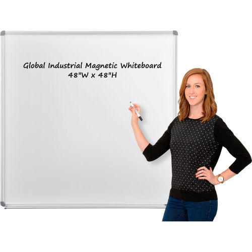 Global Industrial™ Magnetic Whiteboard - 48W x 48H - Steel Surface - Aluminum Frame
