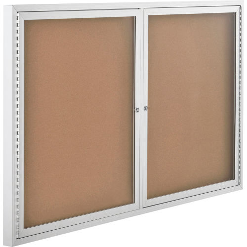 Global Industrial™ Enclosed Bulletin Board - Cork - 60W x 36H - 2 Doors