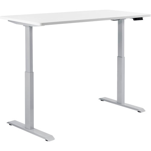Interion Height Adjustable Table - 60W x 30D - White w/ Gray Base