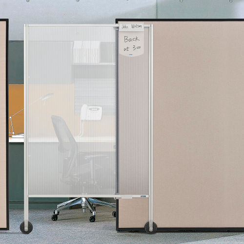 Interion® Rolling Privacy Screen For Partition Panels, 38"W x 64"H, Frosted