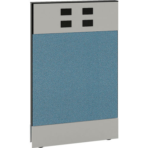 Interion® Modular Partition Base Panel with Desktop Raceway Power, 24W x 38H, Blue