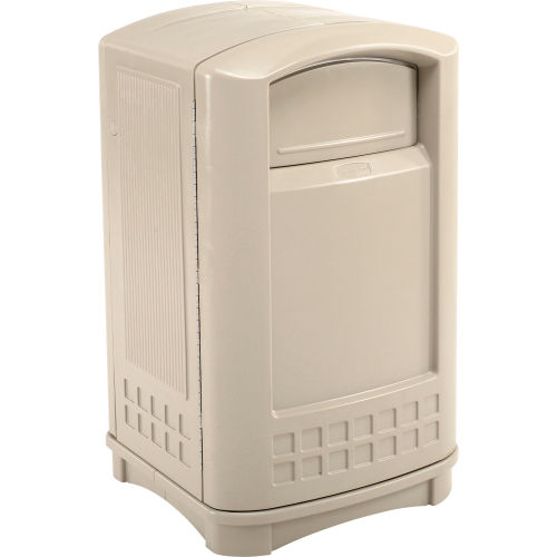 Rubbermaid Plaza Waste Receptacle, 50 Gallon - Beige