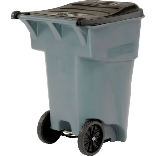 65 Gallon Rubbermaid Large Mobile Waste Receptacle - Gray With Lid