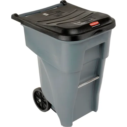 65 Gallon Rubbermaid Large Mobile Waste Receptacle - Gray With Lid