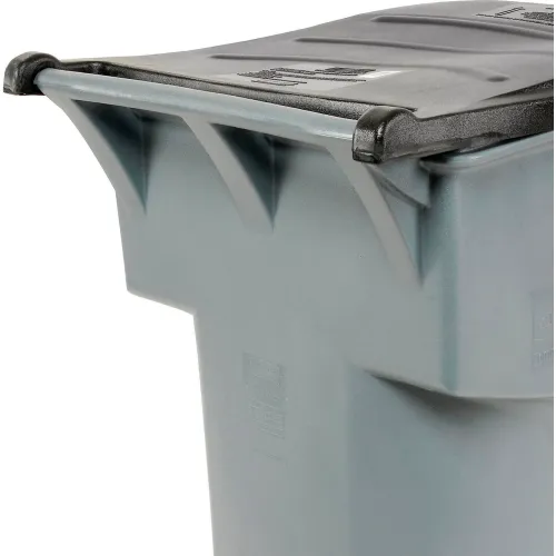 Rubbermaid 95 gal Grey / Black Plastic Rollout Trash Receptacle - 35 7/16  L x 28 5/8 W x 46 H