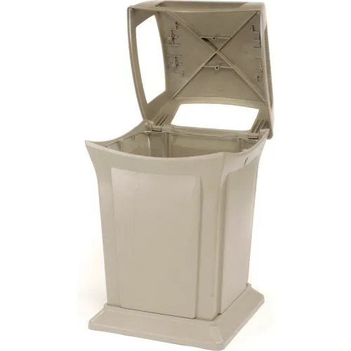 Rubbermaid Outdoor Ranger® 45 gal Beige Plastic Trash Receptacle With 4-Way  Opening - 24 7/8L x 24 7/8W x 41 1/2H