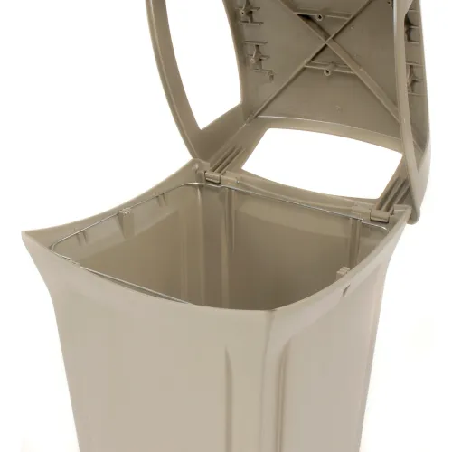 Rubbermaid Outdoor Ranger® 45 gal Beige Plastic Trash Receptacle With 4-Way  Opening - 24 7/8L x 24 7/8W x 41 1/2H