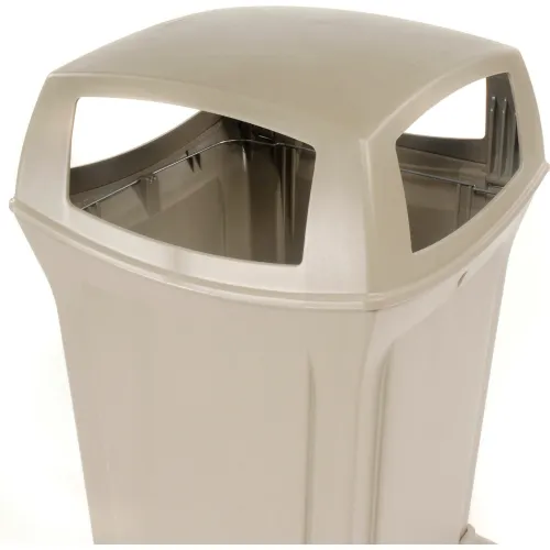 Rubbermaid Outdoor Ranger® 45 gal Beige Plastic Trash Receptacle With 4-Way  Opening - 24 7/8L x 24 7/8W x 41 1/2H